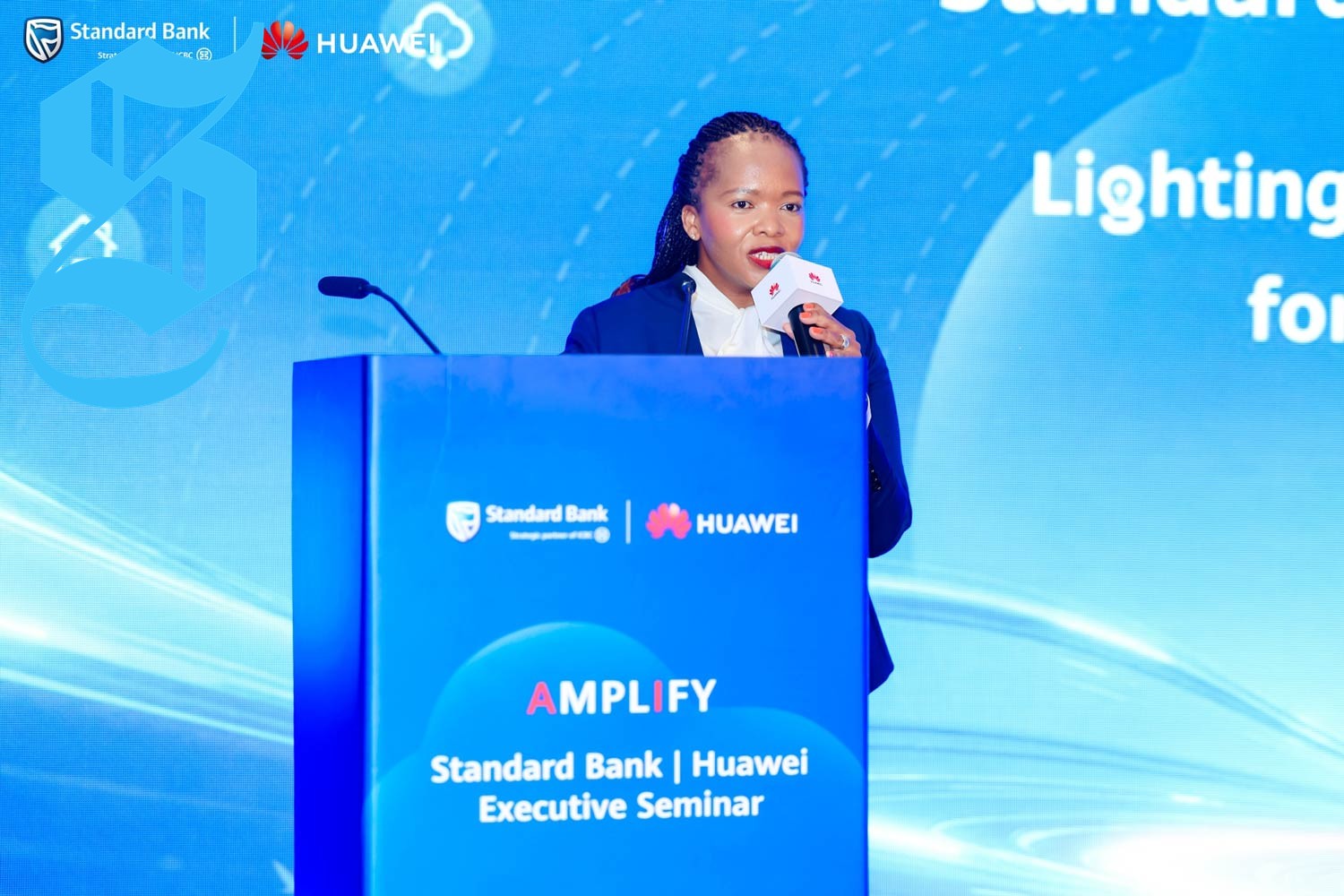 Key figures from Standard Bank and Huawei at a collaboration discussion.