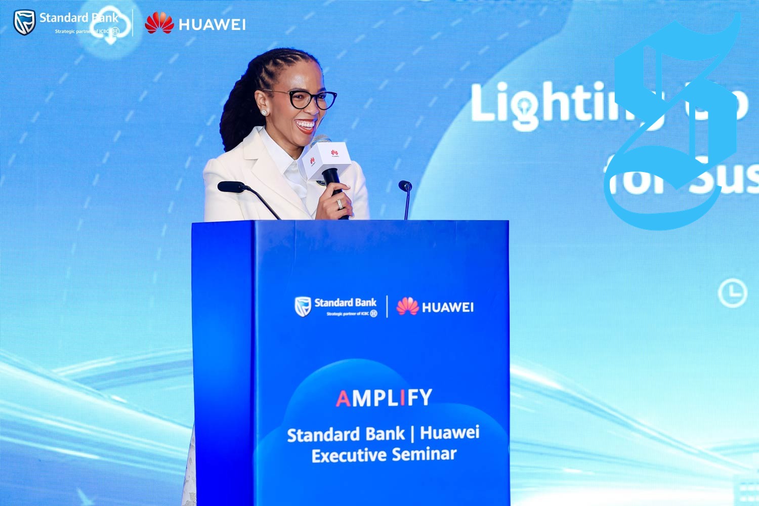 Standard Bank and Huawei executives at the partnership announcement event.