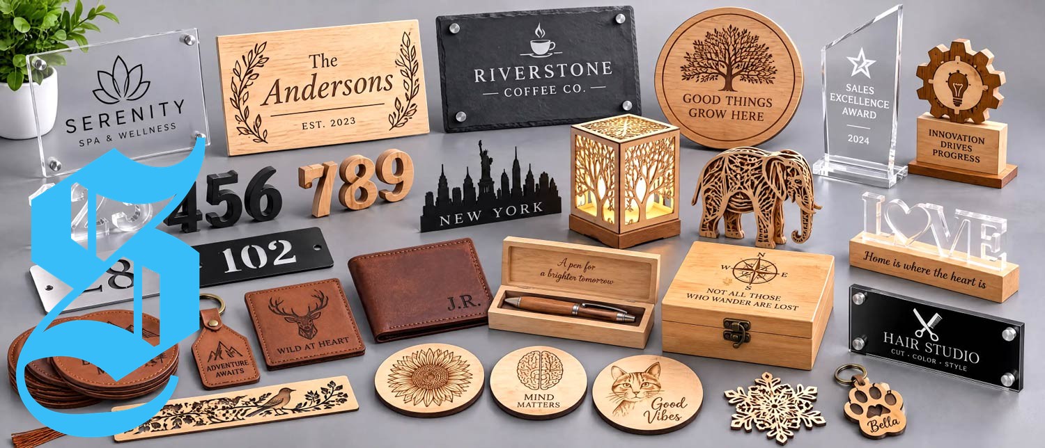 Laser cutter producing intricate components from various materials.